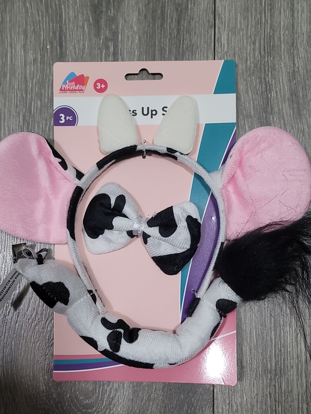 Just Pretending Cow Pink & Black Dress-Up Headband and Tail Set